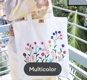 Soft <b>Canvas</b> Dot Pattern Extra Large Logo Tote for Ladies Eco-Friendly Cotton Finish Embroidered Portable Shape Polyester Lining - Product Image 6