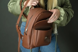 Vintage Handmade Genuine Buffalo Leather <b>Backpack</b> <b>for</b> <b>Women</b> Brown <b>for</b> Travel and School College <b>Laptop</b> <b>Backpack</b> Bag - Product Image 2