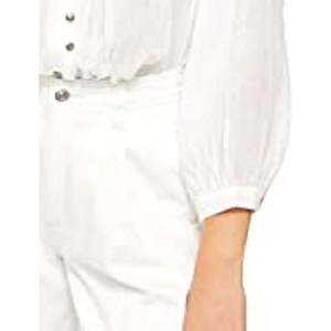 Free People Women's Cool Meadow <b>Blouse</b> Breathable Poplin <b>Satin</b> Silk Vintage Tops for Work XL Size White Peasant Style - Product Image 3