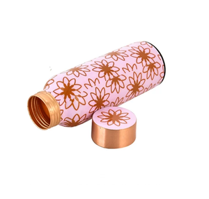 Bouteille d'eau en cuivre faite à la main personnalisée bouteille potable meilleure haute qualité avec conception imprimée en émail - Product Image 1