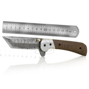 Wholesale Damascus Steel Handmade Folding Pocket Knife DD-FK-875 Exotic Ebony Wood Handle for Bushcraft EDC Tactical Use - Product Image 4