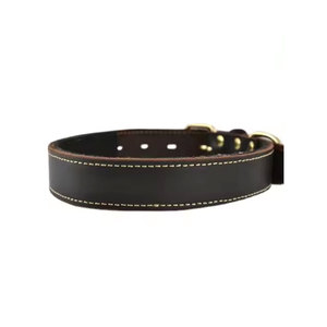 Vente en gros collier de chien à motif solide en cuir véritable avec boucle en métal et cuir PU personnalisé pour petits chiens de taille moyenne - Product Image 5