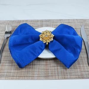 Design haut de gamme plaqué or Floral rond de serviette décor de Table à manger rond de serviette en métal pour mariage pendaison de crémaillère cadeaux article tendance - Product Image 3