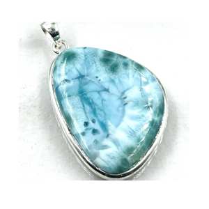 Venta al por mayor de colgantes de plata que marcan tendencia para niños con amuletos hinduistas únicos Larimar piedra preciosa diamante diseño clásico - Product Image 3