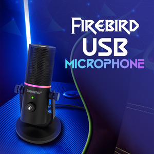 Micrófono USB SoundBeast Firebird con control de volumen, modo de reducción de ruido, iluminación RGB, conector para auriculares para juegos - Product Image 2