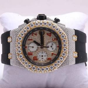 Premium Luxury Customize Quartz Stainless Steel Fashion <b>Black</b> Iced IGI Certified VVS Moissanite Diamond Hip Hop Mechanical <b>Watch</b> - Product Image 3