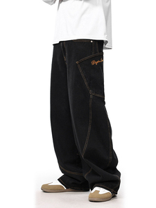 Pantalones vaqueros holgados de corte holgado para hombre, ropa de calle, pantalones vaqueros de moda informales de gran tamaño, proveedor de pantalones vaqueros holgados personalizados para hombre - Product Image 3