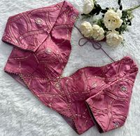 Blouse Prête-à-Porter FABZONE pour Femmes, Idéale pour Sarees, en Soie Banglori de Designer Indien, Choli Rembourré Cousu Style Bollywood, Crop Top de Soirée