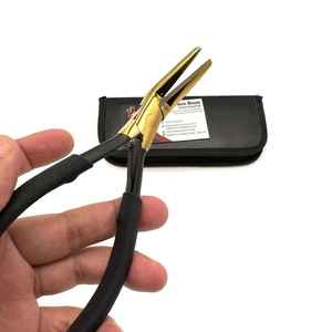 Custom Logo Flat Nose <b>Hair</b> <b>Extension</b> Pliers Black Gold Stainless Steel <b>Micro</b>-<b>Beads</b> Pressing Tape <b>Hair</b> <b>Extension</b> Tools - Product Image 2