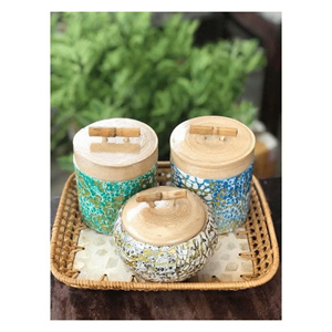 Pot en bambou incrusté de nacre, pot en bambou incrusté de coquille d'œuf, bambou filé, thé, parfait pour les fêtes de Tet, décoration de la maison, cadeau - Product Image 6