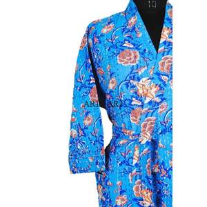 Peignoir Kimono Kantha de Luxe de Qualité Supérieure pour Femme – Élégant, Long et Fait Main, Idéal pour l'Été - Product Image 5