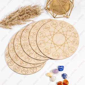 Premium Quality 6" <b>Wooden</b> Zodiac Crystal Grid Board Natural Healing Boards for Gifts Astrology Meditation At Best Rate - Product Image 1