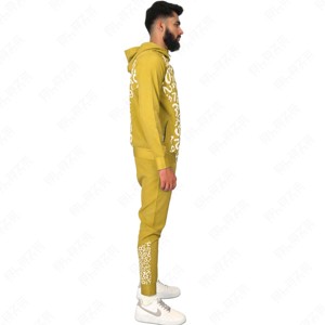 Chándales de invierno ligeros de 2 piezas con estilo Unisex, cómodo cuello con capucha y cremallera completa, estampado único de algodón 100% personalizado - Product Image 5