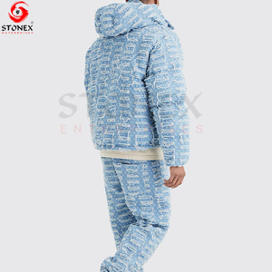 Conjunto Personalizado de Dos Piezas para Hombre 2023 Ropa Urbana Chaqueta de Mezclilla Jacquard y Jeans Fabricante de Ropa al por Mayor Chándales - Product Image 2