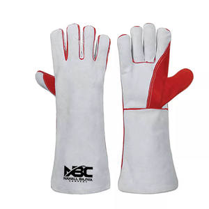 Guantes de soldadura antideslizantes a prueba de fuego resistentes al calor de 16 pulgadas, cuero de vaca dividido, barbacoa, cocina, seguridad, protección resistente al desgaste, personalizado - Product Image 5