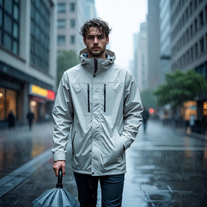 เสื้อแจ็กเก็ตกันลมสำหรับผู้ชายเสื้อแจ็กเก็ตกันฝนน้ำหนักเบาแนวสตรีทกลางแจ้งเสื้อโค้ทกันฝนมีฮู้ด - Product Image 5