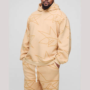 Chándal holgado de gran tamaño para hombre, conjunto de Jogger con capucha de ajuste relajado con cintura con cordón y puños acanalados - Product Image 5