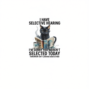 Maglietta a Maniche Lunghe 2025 Cat con Stampa 'Selectiv Hearing Youwerentselected', Prodotto Promozionale - Product Image 2