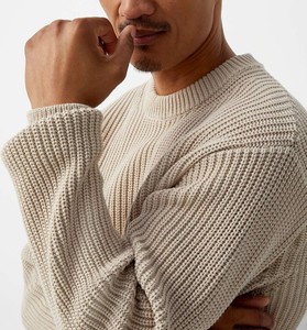 Pull en tricot surdimensionné décontracté pour hommes 100% coton à manches longues et col rond pour l'hiver - Product Image 4