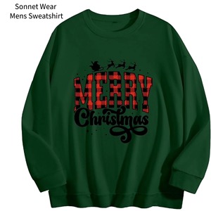 <b>Mens</b> <b>Crewneck</b> <b>Sweatshirt</b> Casual Long Sleeve 100% Cotton Quick Dry Knitted Graphic Print Pullover Top - Product Image 5