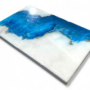 Planche à découper moderne bleue et blanche pour table de cuisine, plateau à fromage, fruits, pain et utilisation pour les réceptions, en provenance d'Inde - Product Image 1