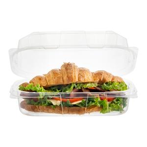 Caja de concha desechable con bisagras PET transparente de 9x5 pulgadas, contenedor de sándwich antivaho sin BPA, embalaje para impresión en relieve de alimentos - Product Image 3