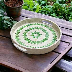 Plateau de service en rotin écologique pour le travail du bois Plateau personnalisé en bois naturel pour la maison, l'hôtel et les restaurants Utilisation Personnaliser la forme de la taille - Product Image 4