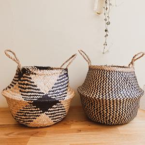 Cesta plegable de paja de hierba marina para almacenar ropa, mantas, cestas de rafia de algas marinas de gran calidad - Product Image 6