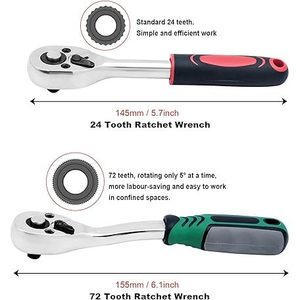 53 pièces 1/4 pouces lecteur CRV clé à cliquet à douille profonde finition chromée pour la réparation de bricolage, y compris les caractéristiques hexagonales Torx carrées OEM - Product Image 6