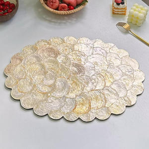Mantel individual de concha de fregona con incrustaciones de nácar manteles individuales decorativos para servir para comedor - Product Image 1