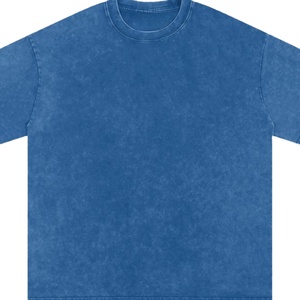 Camiseta Deportiva de Hombre 2026, Estilo Urbano, Tejida, Azul Lavado, Suave, Transpirable, de Algodón, con Efecto Desgastado Vintage para Lavado Ácido - Product Image 1