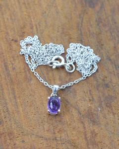 Colgante clásico de plata maciza 925, joyería para mujer, Plata de Ley 925, amatista, piedra preciosa, estilo bohemio, colgante hecho a mano, regalo para mamá - Product Image 4