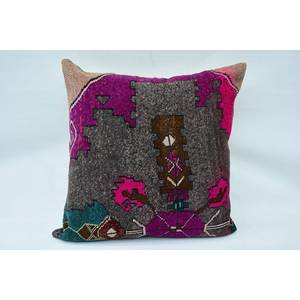 Oreiller de traversin en laine Kilim vintage 32x32 pouces violet mosaïque Paisley lambrissé raisin Patchwork tissé antidérapant écologique amovible - Product Image 1