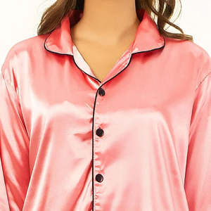 Conjunto de ropa de dormir para mujer de satén de alta calidad Kivotech, nuevo estilo, vestido de Casa ligero de Color sólido hecho de algodón de seda - Product Image 5