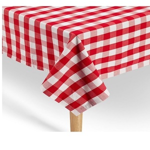 Prix usine 100% nappe en coton biologique couverture rectangulaire à carreaux rouge pour mariage maison salle à manger fête Logo personnalisé - Product Image 1