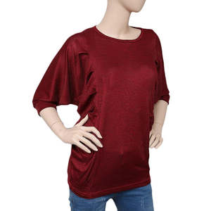 เสื้อท่อนบนผู้หญิงแบบมีรอยย่นด้านข้าง - สีแดง - Product Image 1