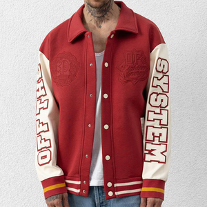 Wholesale Custom Stylish Chenille Embroidery Patched Genuine Leather Sleeves <b>Plain</b> Baseball Plus Size Men's <b>Varsity</b> <b>Jackets</b> - Product Image 1