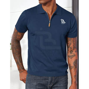 Nuevos polos de algodón con cuello de cremallera alta 2025 para hombres, polos de punto acanalados para hombres, polos transpirables ajustados para hombres - Product Image 4