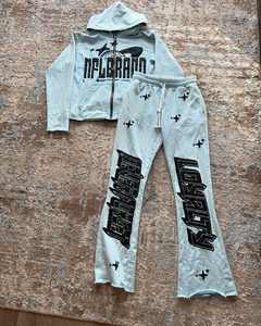 Pull-over imprimé en détresse personnalisé survêtement délavé au soleil délavé à l'acide sweat à capuche en détresse survêtement d'hiver 100% coton - Product Image 1