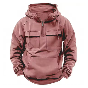 Sweat à capuche double couche surdimensionné 500 Gsm, coupe et couture, sweats à capuche courts et lourds, poches cargo 3D, sweat à capuche zippé - Product Image 5