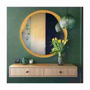 Espejo redondo de alta demanda con marco de madera para interiores de diseño moderno Calidad de exportación para uso en paredes Hecho EN LA India Precio razonable - Product Image 4