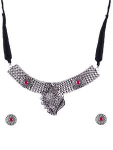 High Grade Oxidised Silver Shankh Design Modern <b>Jewellery</b> <b>Set</b> <b>for</b> <b>Women</b> Silver Plated Stylish Handmade Ethnic Jewelry - Product Image 6