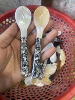 Juego de Cucharas Hechas a Mano de Nácar Negro Pulido para Postre, Caviar, Hotel, Restaurante, Café, Venta al por Mayor, Vietnam