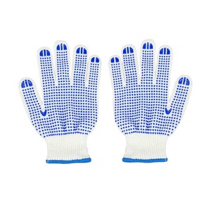Guantes y mitones de algodón sin costuras de alta visibilidad, tejidos a máquina, puntos de agarre de PVC negro, guantes de trabajo, hilo de poliéster - Product Image 1