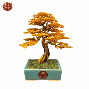 Four Seasons tree plant bonsai Orange color in door home decoration Artificial Plant handmade in Vietnam