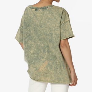 Camiseta holgada de moda con lavado ácido para mujer, camiseta de gran tamaño de manga corta de algodón 100% transpirable para mujer, hecha en Pakistán - Product Image 3