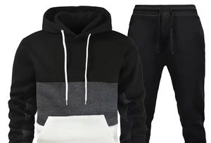 100% coton hommes survêtement ensembles goutte épaule à manches longues chaud polaire vêtements de sport respirant grande taille survêtements - Product Image 5