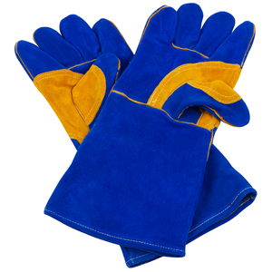 Gants de soudage bon marché, paume renforcée, cuir de vachette fendu, longs gants de travail en cuir, gants en cuir bleu pour l'hiver, gants en cuir pour hommes pour le travail - Product Image 2