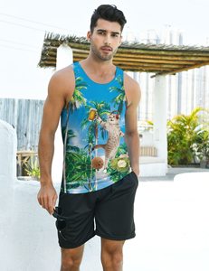 Débardeur pour hommes 100% coton imprimé 3D chemise d'été sans manches grande taille débardeurs pour hommes - Product Image 2