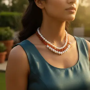 Collier fin pour femme avec perles et pierres de cornaline, bijoux élégants en pierres précieuses - Product Image 3